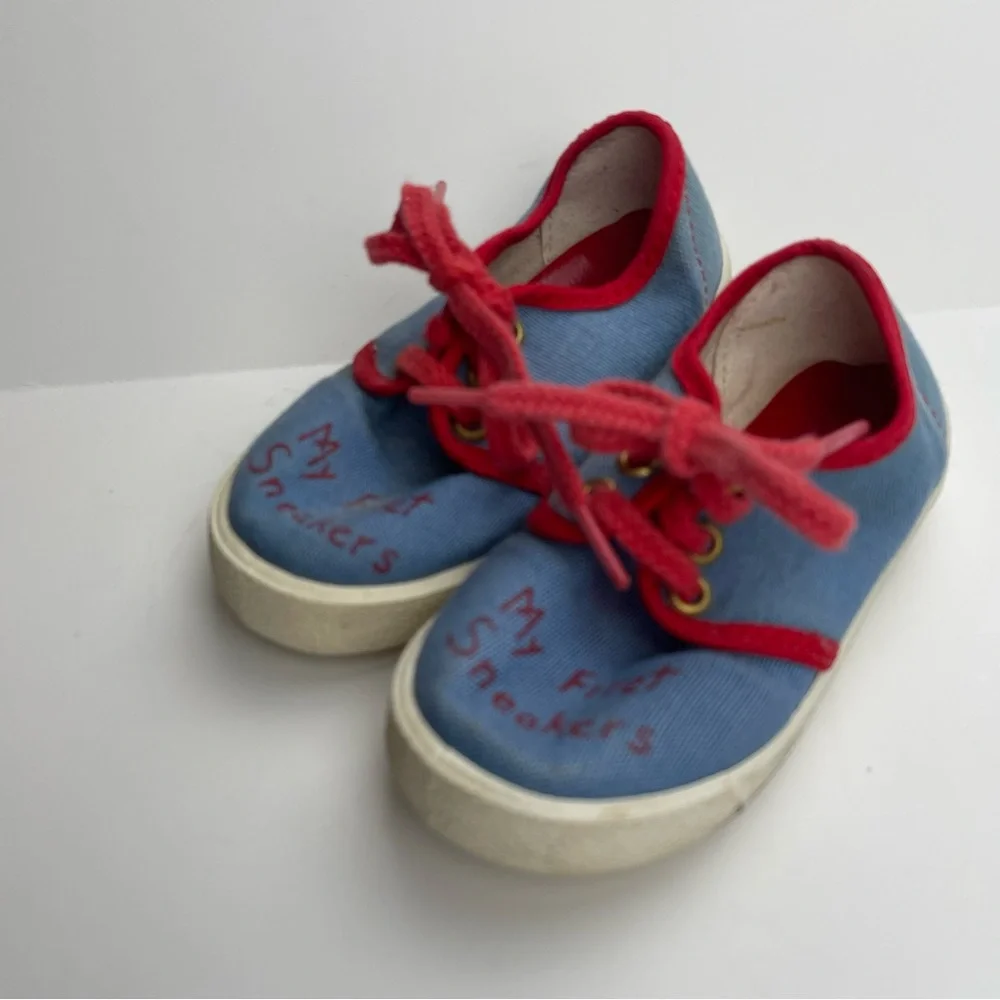 VTG 80s‎ Infant My First Sneakers Size 3 Retro Made in USA Rare Blue & Red